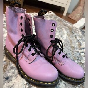 Dr. Martens Pink Combat Boots with Black Laces